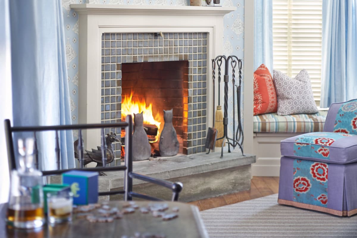 room with fireplace