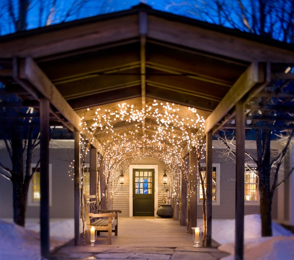 lodge entrance evening