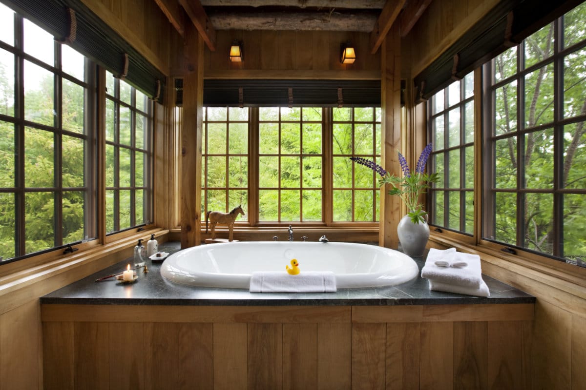 large bathtub with view