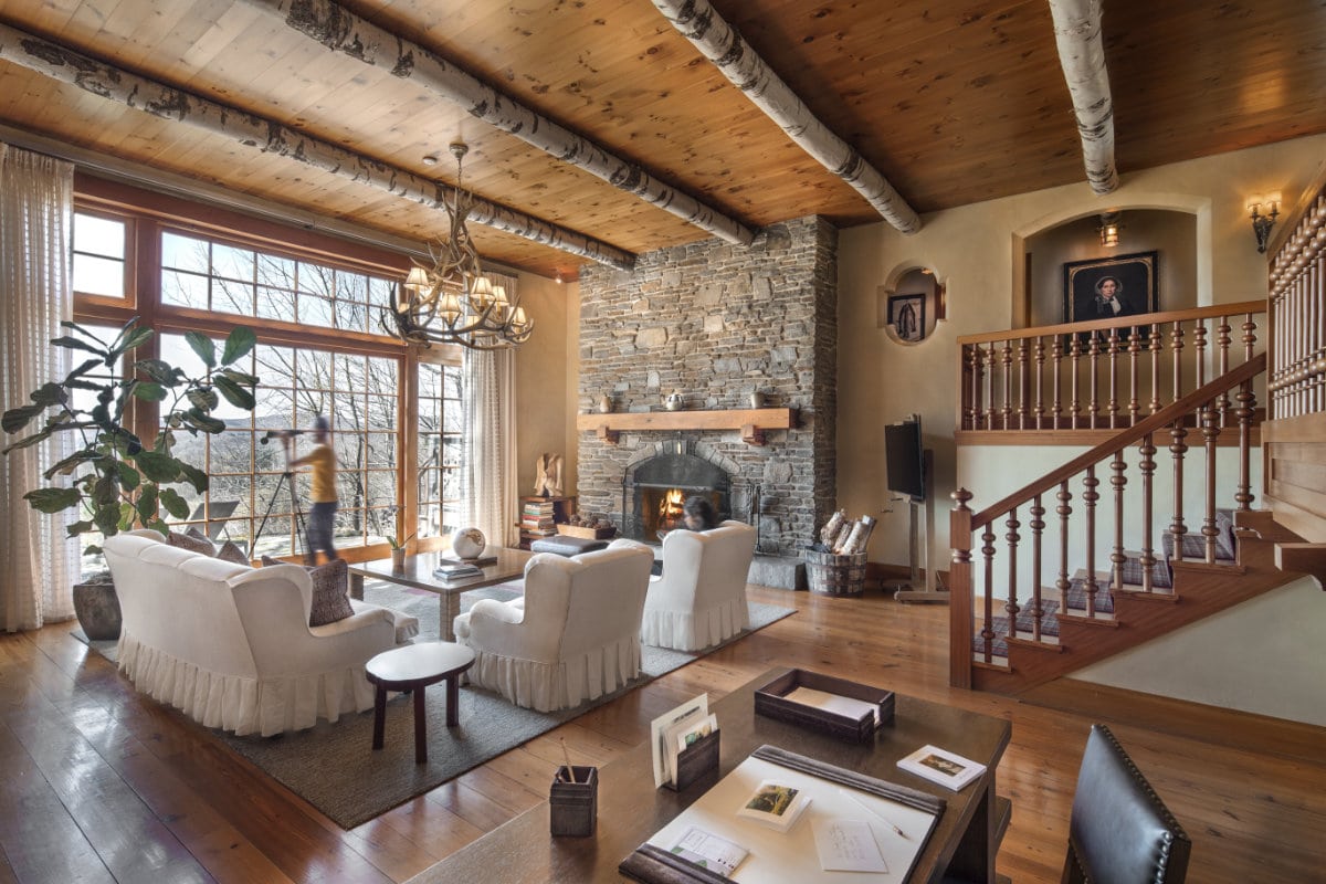 living area with large windows