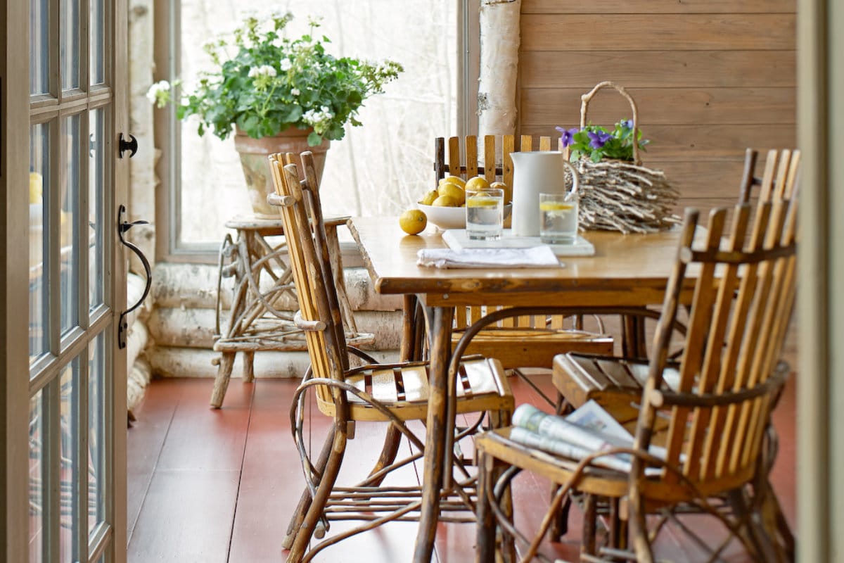 dining table with fruit