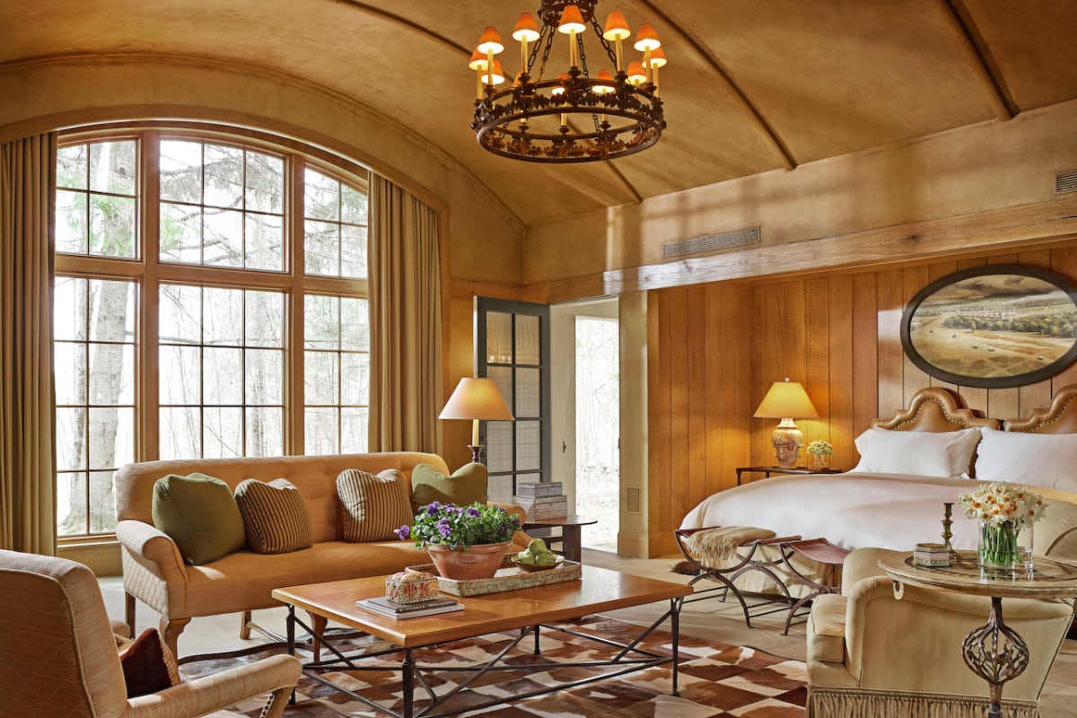 Woods room with bed and couch