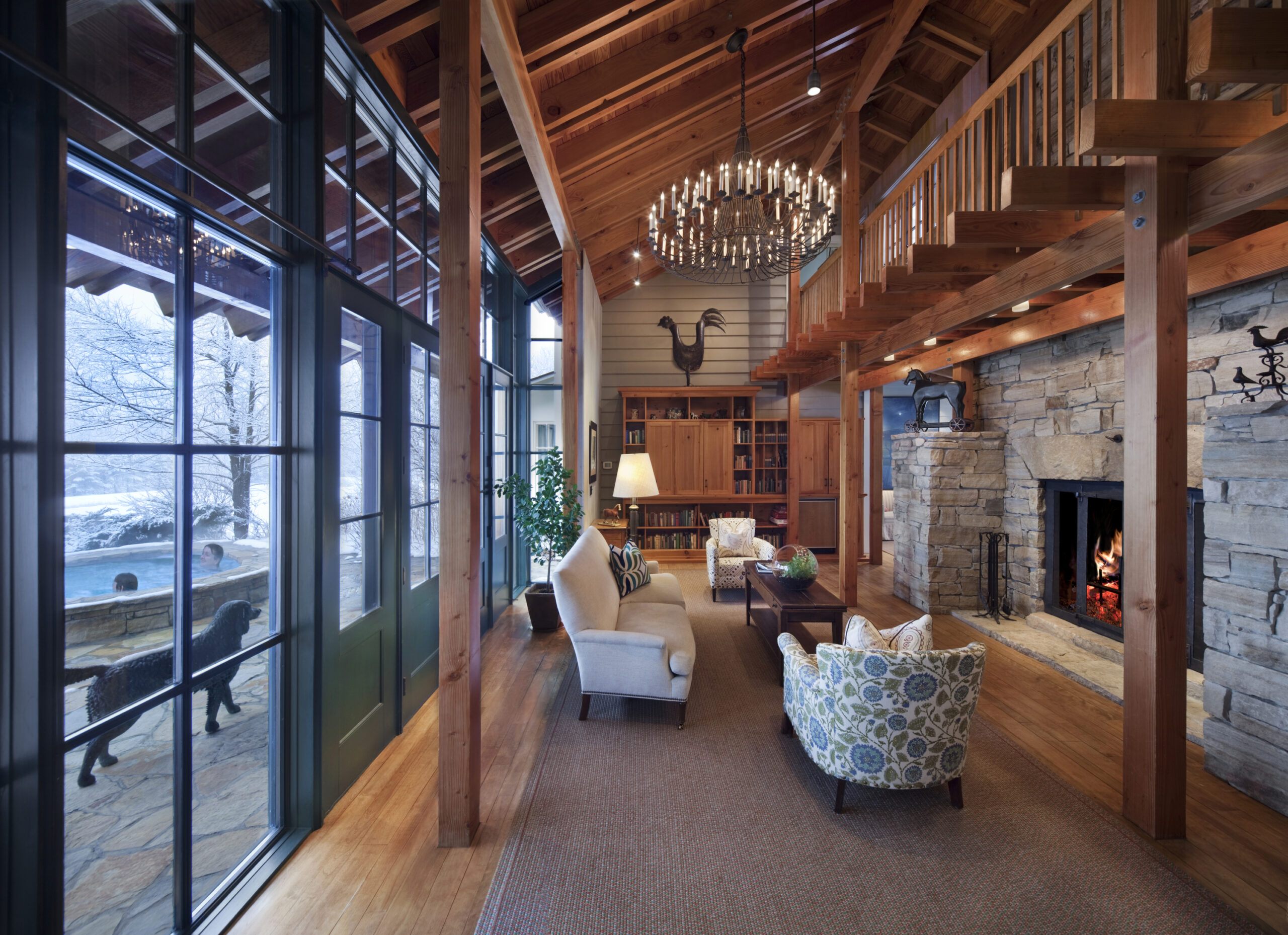 Farmhouse in snowy mountains